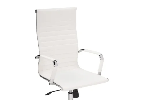 Компьютерное кресло Reus pu white / chrome 15735 Woodville, белый/экокожа, ножки/металл/хром, размеры - *1140***550*670 фото 6