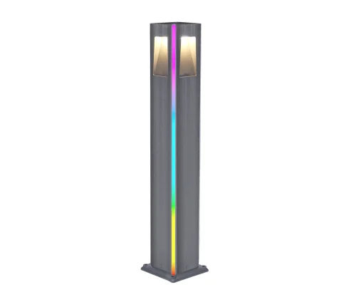 Парковый светильник LED с пультом Крисми 09210-F(220V),16(RGB) Kink Light уличный IP65 серый на 4 лампы, плафон серый в стиле современный LED