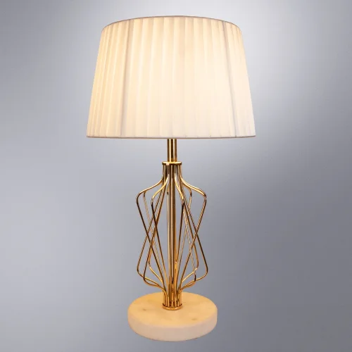 Настольная лампа Fire A4035LT-1GO Arte Lamp белая 1 лампа, основание золотое мрамор металл в стиле современный  фото 2