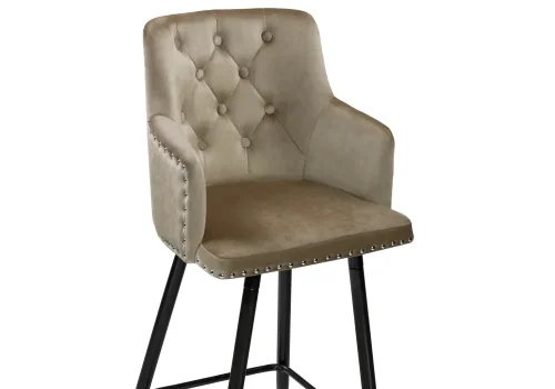 Барный стул Ofir dark beige 15048 Woodville, бежевый/велюр, ножки/металл/чёрный, размеры - ****500*370 фото 5