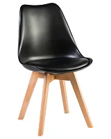 Стул обеденный 635PP-LMZL JERRY SOFT, цвет сиденья черный (B-03), цвет основания светлый бук Dobrin, чёрный/экокожа, ножки/металл/светлый бук, размеры - ****490*540