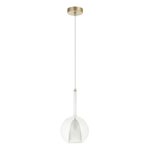Светильник подвесной Gala A2720SP-1SG Arte Lamp белый прозрачный на 1 лампу, основание матовое золото в стиле современный выдувное