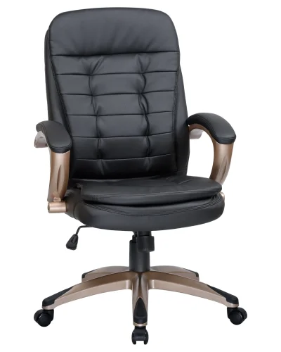 Офисное кресло для руководителей 106B-LMR DONALD, цвет чёрный Dobrin, чёрный/экокожа, ножки/металл/бежевый, размеры - 1030*1110***720*720