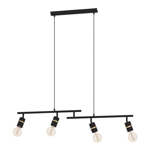 Светильник подвесной Lurone 900177 Eglo без плафона 4 лампы, основание чёрное в стиле современный 
