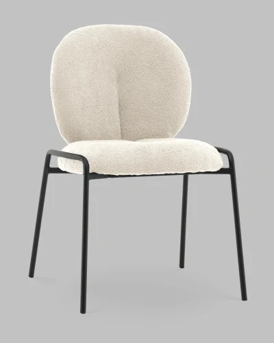 Стул Моллек букле молочный УТ000041520 Stool Group, белый/букле, ножки/сталь/чёрный, размеры - *****