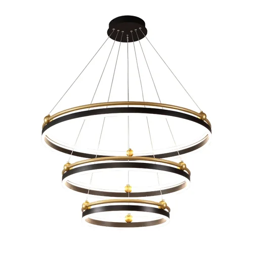Люстра подвесная LED с пультом FERNANDO SP158W LED BLACK/GOLD Crystal Lux чёрная на 1 лампу, основание чёрное в стиле современный кольца с пультом фото 3