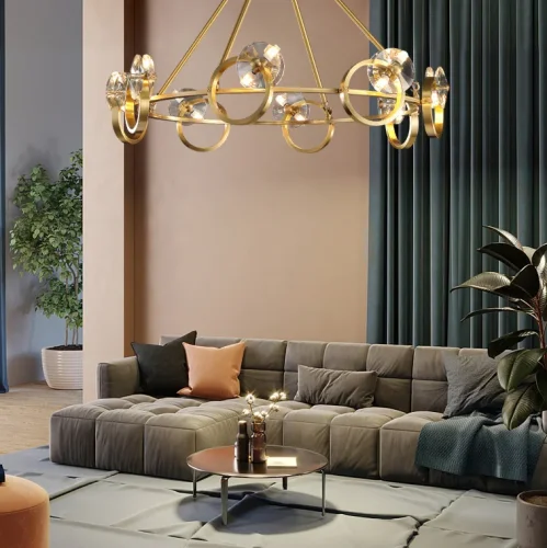 Люстра подвесная ADONICA CH D85 195462-23 ImperiumLoft прозрачная на 16 ламп, основание латунь в стиле современный фото 4