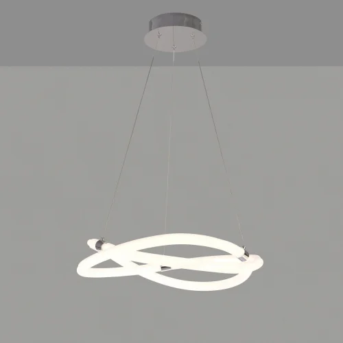 Люстра подвесная LED Line 6608 Mantra белая на 1 лампа, основание серое никель в стиле современный кольца фото 2
