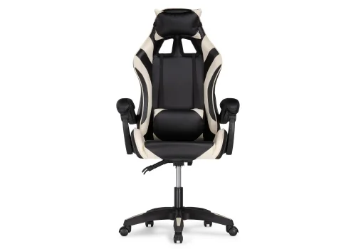 Кресло игровое Rodas black / cream 15243 Woodville, бежевый/искусственная кожа, ножки/пластик/чёрный, размеры - *1310***670*600 фото 3