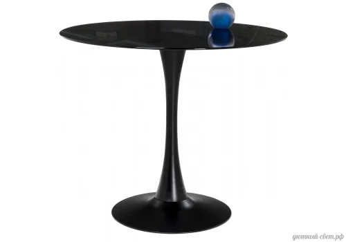 Стеклянный стол Tulip 90 black glass 15770 Woodville столешница чёрная из стекло