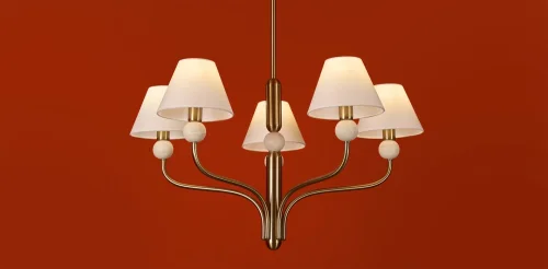 Люстра на штанге Aurelia FR2058PL-05BS Freya белая на 5 ламп, основание латунь в стиле классический американский кантри фото 10 Люстра на штанге Aurelia FR2058PL-05BS Freya белая на 5 ламп, основание латунь в стиле классический американский кантри фото 10