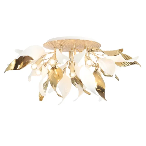 Люстра потолочная STEFANIA PL9 Crystal Lux золотая белая на 9 ламп, основание золотое в стиле флористика  фото 2
