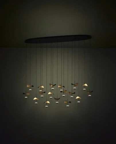 Светильник подвесной LED DIMM Dracera 390343 Eglo чёрный золотой на 17 ламп, основание чёрное в стиле современный флористика каскад фото 2