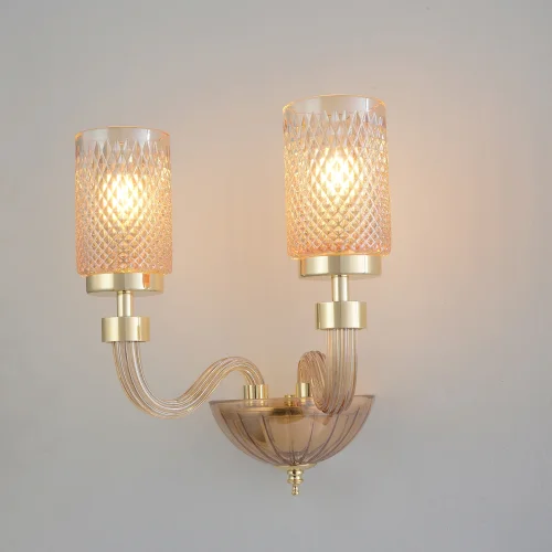Бра SILVESTRO AP2 AMBER Crystal Lux янтарный золотой на 2 лампы, основание янтарное золотое в стиле классический фото 2