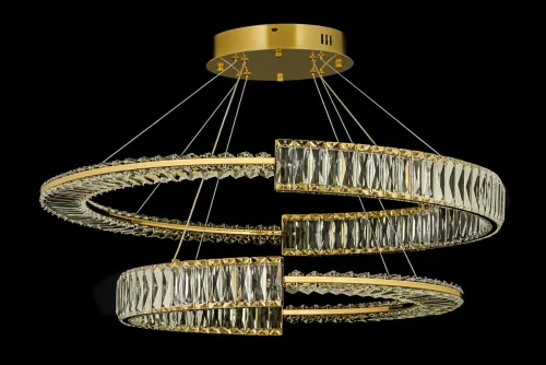 Люстра подвесная Carini L 1.5.60+80.101 G Arti Lampadari прозрачная на 1 лампа, основание золотое в стиле современный кольца фото 3