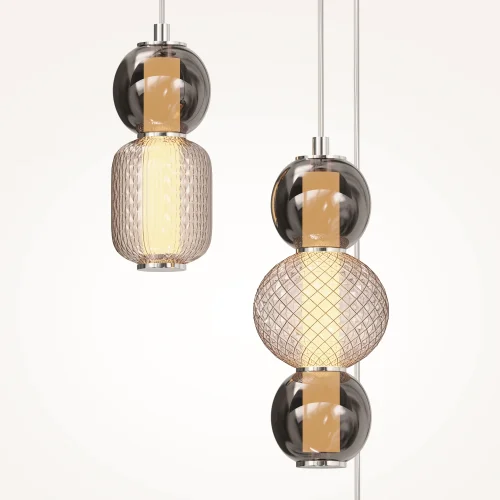 Светильник подвесной LED Drop MOD273PL-L33CH3K Maytoni серый янтарный на 3 лампы, основание хром в стиле современный каскад фото 13