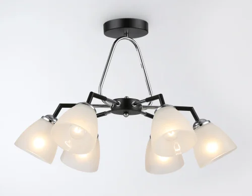Люстра потолочная TR303294 Ambrella light белая на 6 ламп, основание чёрное в стиле современный классический  фото 2