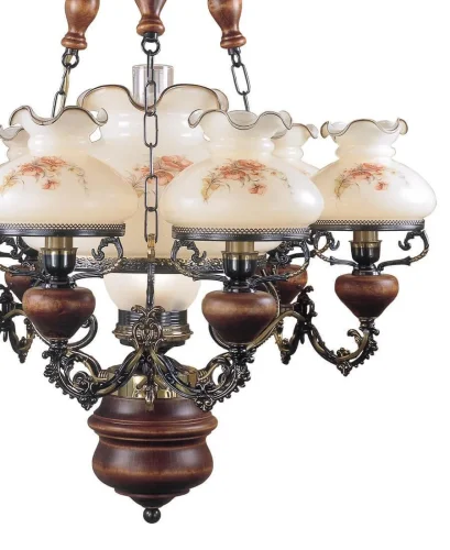 Люстра подвесная  L 636/6+1 Reccagni Angelo бежевая на 7 ламп, основание коричневое бронзовое в стиле классический выдувное фото 4