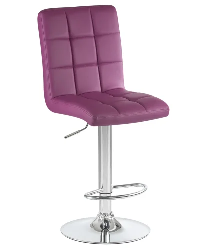 Стул барный 5009-LM KRUGER,  цвет сиденья фиолетовый, цвет основания хром Dobrin, фиолетовый/экокожа, ножки/металл/хром, размеры - 1000*1220***410*560