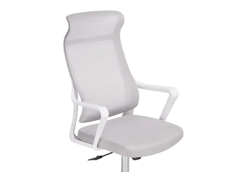 Компьютерное кресло Rino light gray / white 15632 Woodville, серый/сетка, ножки/пластик/белый, размеры - *1260***660*700 фото 6
