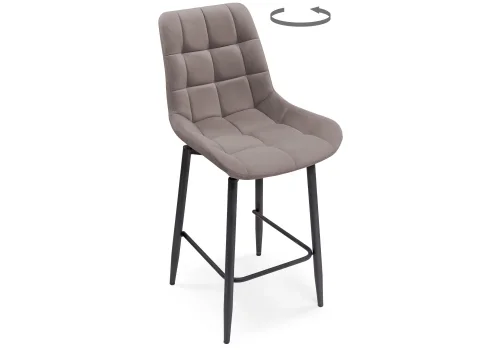 Полубарный стул Алст К крутящийся латте / черный 502283 Woodville, бежевый/велюр, ножки/металл/чёрный, размеры - ****500*580