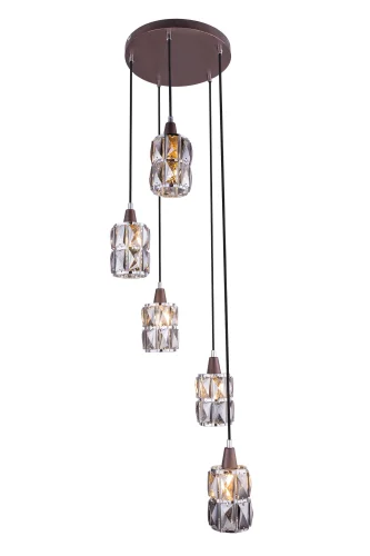 Светильник подвесной Wolli 15761-5 Globo серый 5 ламп, основание коричневое в стиле современный 