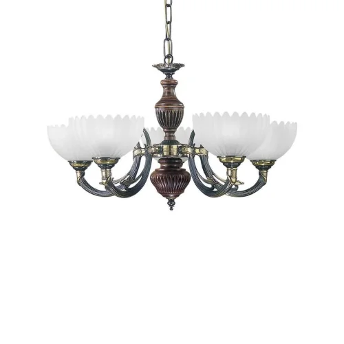 Люстра подвесная  L 3610/5 Reccagni Angelo белая на 5 ламп, основание бронзовое коричневое в стиле кантри классический 