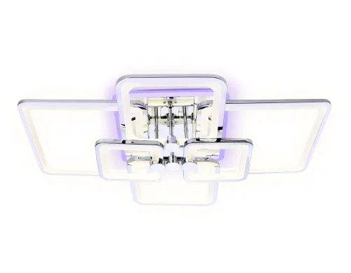Люстра потолочная LED с пультом FA5307 Ambrella light хром белая на 1 лампа, основание хром в стиле современный хай-тек с пультом квадраты фото 2