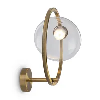 Бра LED Lunare MOD327WL-L5BS3K1 Maytoni прозрачный на 1 лампу, основание латунь в стиле арт-деко современный кольца