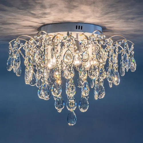 Люстра потолочная Selena 1126/6 Escada прозрачная на 6 ламп, основание белое в стиле классический фото 5