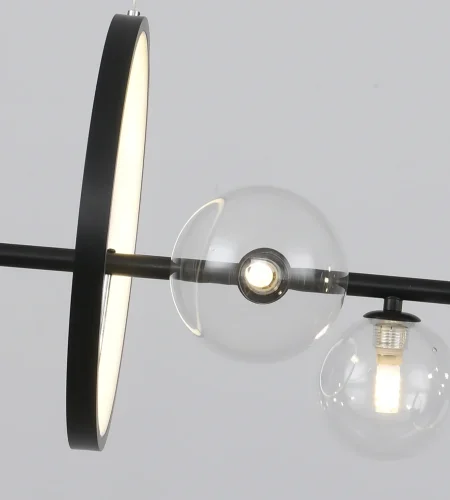 Светильник подвесной Иона 09408-7,19 Kink Light прозрачный 7 ламп, основание чёрное в стиле современный лофт молекула шар фото 3