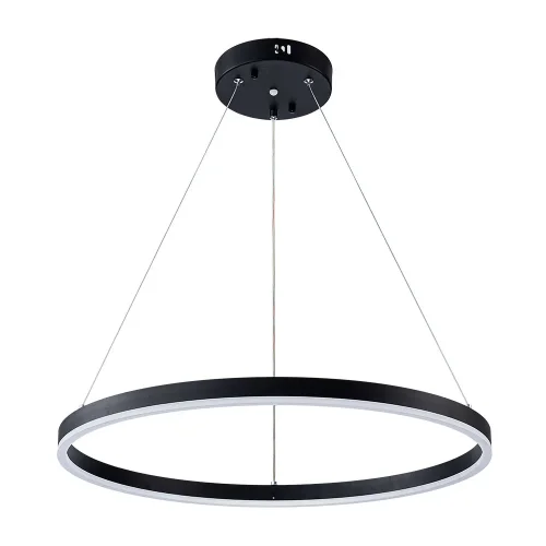 Светильник подвесной LED с пультом Siren A2548SP-45BK Arte Lamp чёрный на 1 лампу, основание чёрное в стиле минимализм хай-тек современный кольца