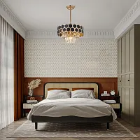 Люстра на штанге Sorrento-5009 375009/3+2/300/380 GD Arte Milano чёрная прозрачная на 5 ламп, основание золотое в стиле современный 