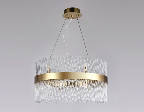 Люстра подвесная Traditional TR5361 Ambrella light прозрачная на 12 ламп, основание золотое в стиле классический  фото 5