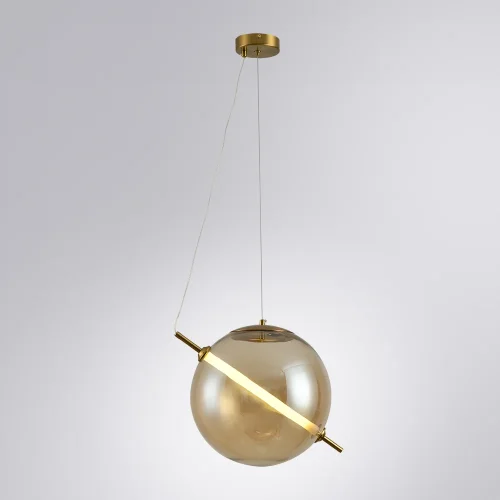 Светильник подвесной LED Holly A3230SP-1PB Arte Lamp янтарный 1 лампа, основание медь в стиле современный шар фото 2