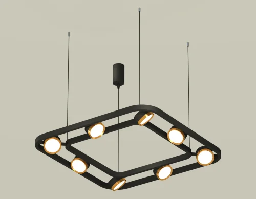 Светильник подвесной XB9182102 Ambrella light чёрный золотой на 8 ламп, основание чёрное в стиле современный хай-тек 