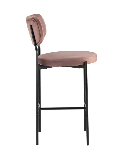 Cтул полубарный Барбара, велюр пыльно-розовый УТ000028061 Stool Group, розовый/велюр, ножки/металл/чёрный, размеры - ****485*540 фото 2