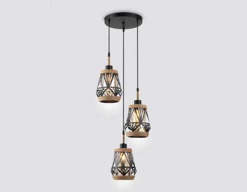 Светильник подвесной TR8522 Ambrella light янтарный на 3 лампы, основание чёрное в стиле лофт каскад фото 2