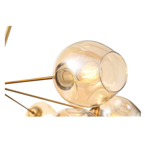 Люстра на штанге Fovia SL1500.203.12 ST-Luce янтарная на 12 ламп, основание золотое в стиле модерн шар фото 4