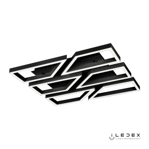 Люстра потолочная LED с пультом Stellar 8302-800x800-X-T BK iLedex чёрная на 1 лампу, основание чёрное в стиле современный хай-тек с пультом квадраты фото 2