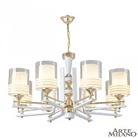 Люстра подвесная Florentia-6087 306087/8 Wh/Gd Arte Milano белая на 8 ламп, основание золотое в стиле современный арт-деко 