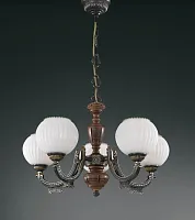 Люстра подвесная  L 8950/5 Reccagni Angelo белая на 5 ламп, основание коричневое бронзовое в стиле классический 