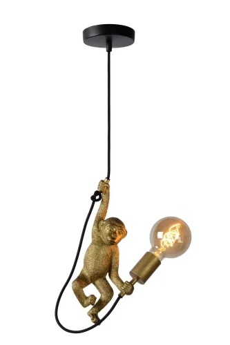 Светильник подвесной Extravaganza Chimp 10402/01/30 Lucide без плафона 1 лампа, основание чёрное золотое в стиле современный винтаж 