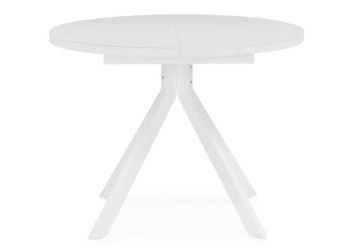 Стеклянный стол Веллор 100(135)х100х78 белый 502176 Woodville столешница белая из стекло фото 3