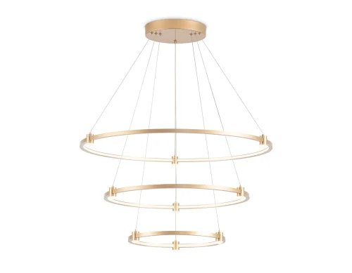 Люстра подвесная LED FL5516 Ambrella light золотая на 1 лампа, основание золотое в стиле современный хай-тек кольца