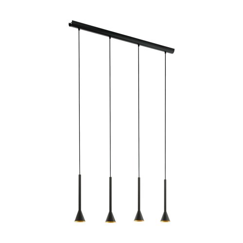 Светильник подвесной Cortaderas 97605 Eglo золотой чёрный 4 лампы, основание чёрное в стиле современный трубочки