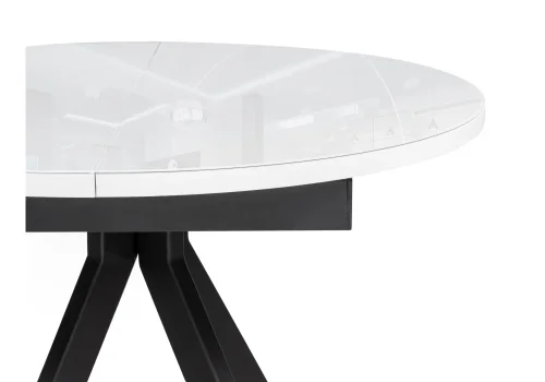 Стеклянный стол Ален 90(120)х90х77 белый / черный 516556 Woodville столешница белая из стекло фото 3