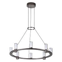 Люстра подвесная LED Defance 7143/55L Odeon Light прозрачная на 8 ламп, основание серое чёрное в стиле классический современный кольца