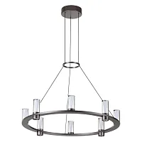 Люстра подвесная Defance 7143/55L Odeon Light прозрачная на 8 ламп, основание серое чёрное в стиле классический современный кольца Люстра подвесная Defance 7143/55L Odeon Light прозрачная на 8 ламп, основание серое чёрное в стиле классический современный кольца