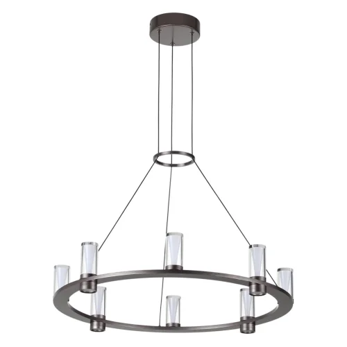 Люстра подвесная Defance 7143/55L Odeon Light прозрачная на 8 ламп, основание серое чёрное в стиле классический современный кольца Люстра подвесная Defance 7143/55L Odeon Light прозрачная на 8 ламп, основание серое чёрное в стиле классический современный кольца